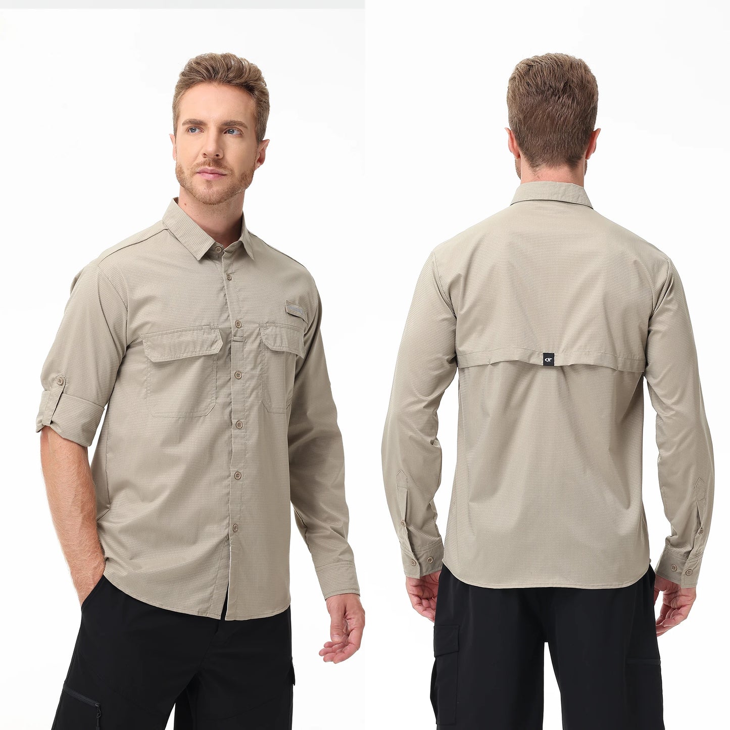 Men’s UPF 50+ Fishing Shirt - Lightweight Long Sleeve Tactical Button Down with Breathable Mesh Back
