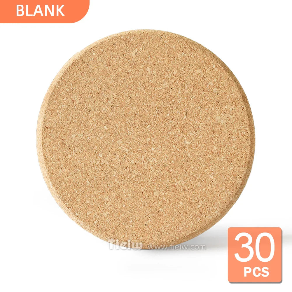 30-Piece Personalized Cork Coaster Set - Custom Tie Design Wedding Favors, Bridal Shower Gifts and Corporate Party Keepsakes