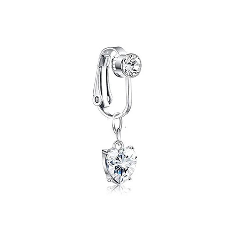 Faux Butterfly Leaves Belly Piercing – Dangling Clip-On Fake Navel & Cartilage Earring for Umbilical Piercing