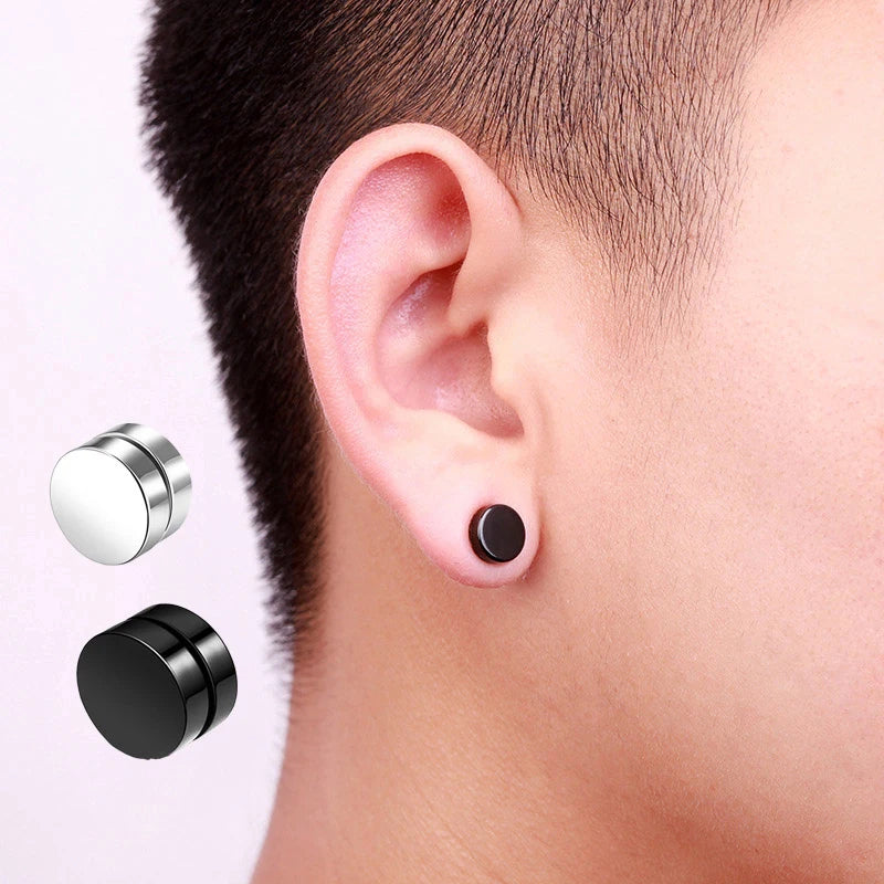 Crystal Strong Magnetic Ear Stud Clip Earrings - Punk Round Zircon Non-Piercing Earrings for Men & Women