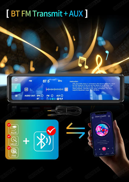 OBDPEAK K4 11.26" Rearview Mirror Dash Cam - 4K 3840x2160P, CarPlay, Android Auto, WIFI, GPS Navigation, Video Recorder