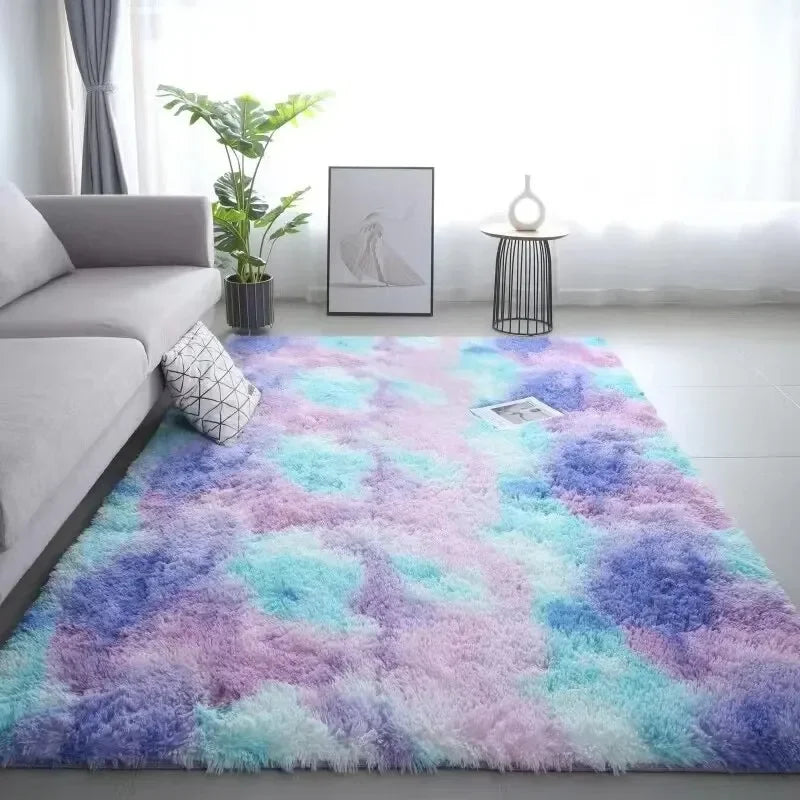 Gradient Silk Wool Bedside Rug – Soft Non-Slip Carpet for Kids’ Room, Bedroom & Living Room, Machine Washable