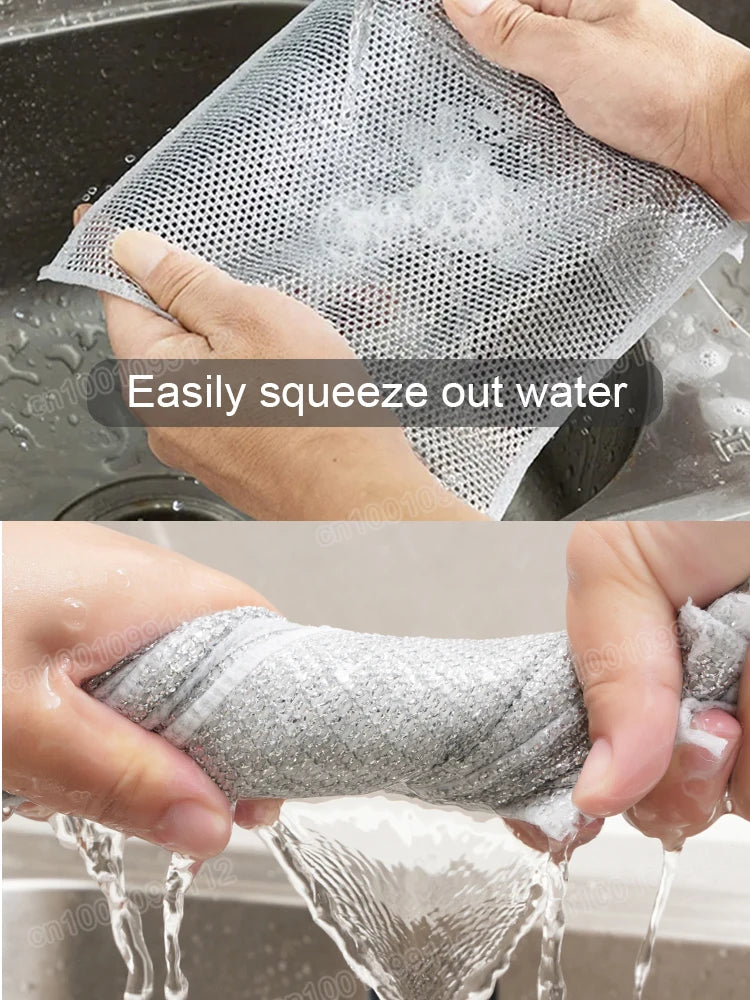 Magic Cleaning Cloth: Kitchen Dishwashing Towel with Metal Steel Wire – Ultimate Dish and Pot Cleaning Tool