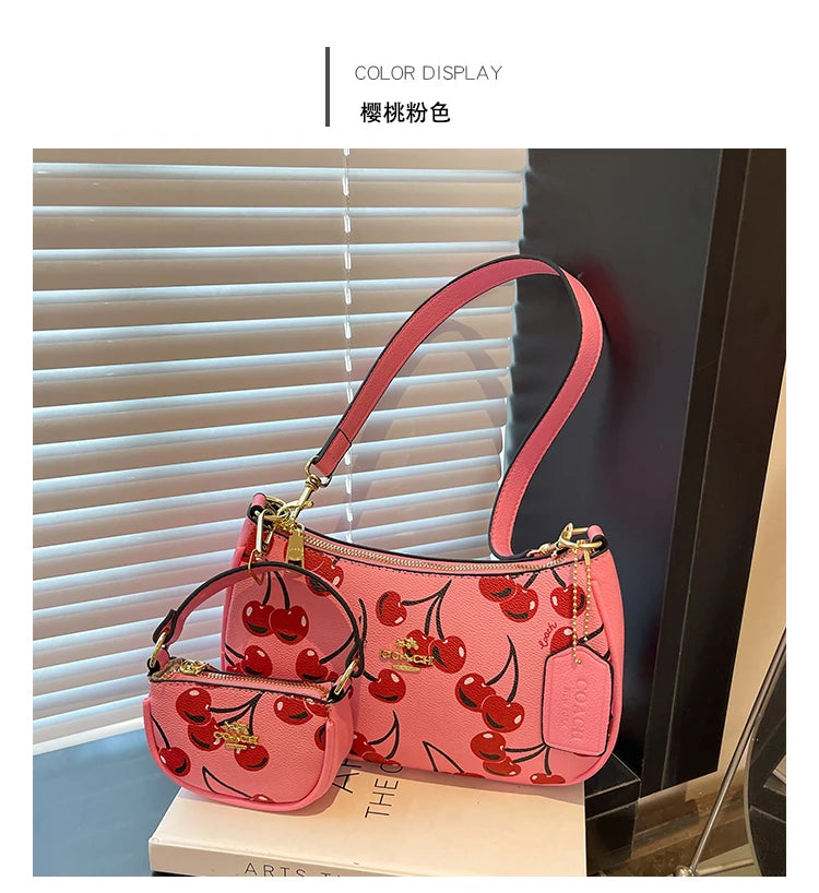 2025 Modern Vintage Cherry Crossbody Bag – Mahjong-Style Chain Shoulder & Underarm Bag, Women’s Light Luxury