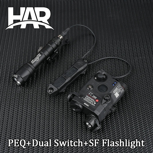 Tactical Surefir M300A/M600C Flashlight — Nylon PEQ-15 Battery Box with Dual Control Switch, Fits 20MM Rail