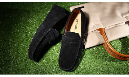 Men's High-Quality Leather Loafers – Casual Moccasins Slip-On Flats, Fashion Driving Shoes, Size 38-49