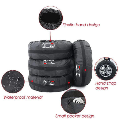 Tire Storage Bags — Dustproof, Waterproof Universal Car Wheel Covers, Portable Polyester Spare Tire Protector