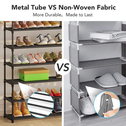 Tribesigns 10-Tier Shoe Rack Organizer – Vertical Shoe Shelf with 4 Drawer Bins, Holds 32 Pairs for Closet & Entryway