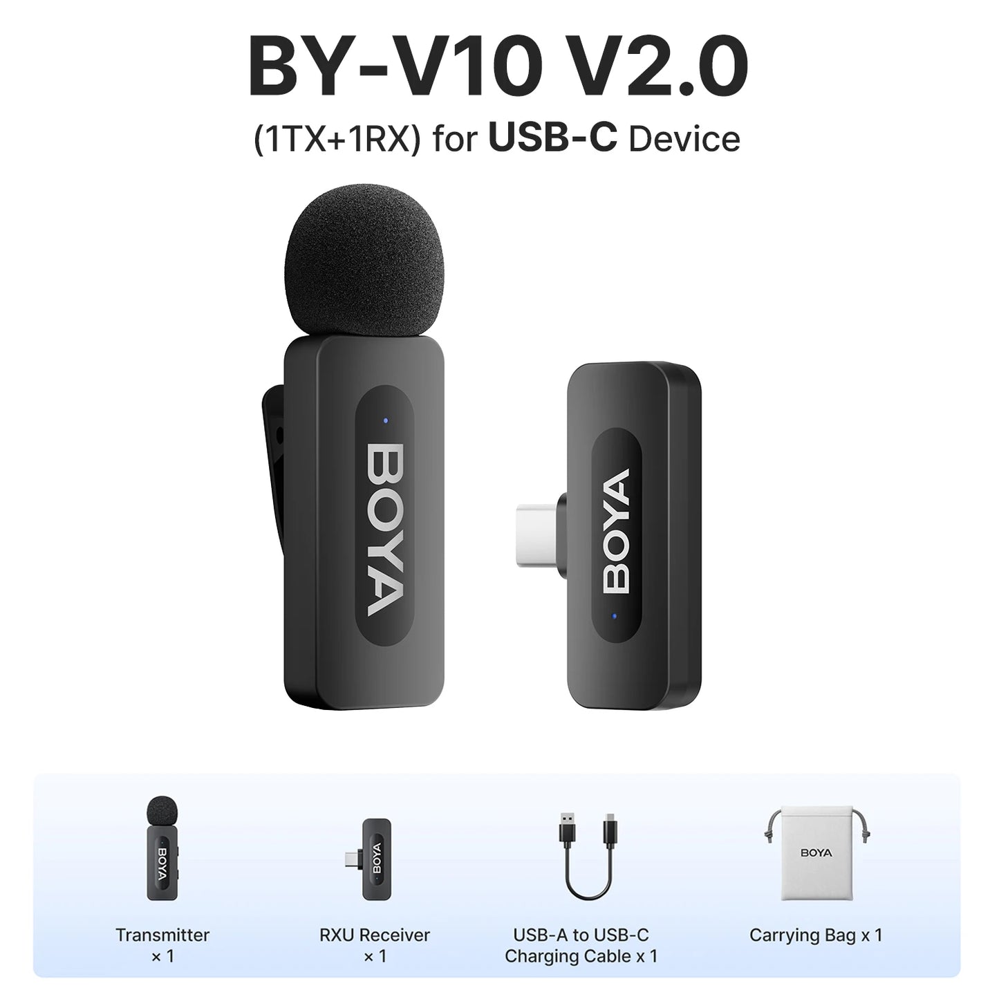 BOYA BY-V Wireless Lavalier Microphone – Professional Mini Mic for iPhone, iPad, Android, Live Broadcast, Gaming, Recording & Vlog