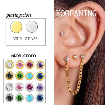 925 Sterling Silver Ear Needle Earrings – Simple Circular Gold & Silver Studs for Women Jewelry (Multiple Sizes)