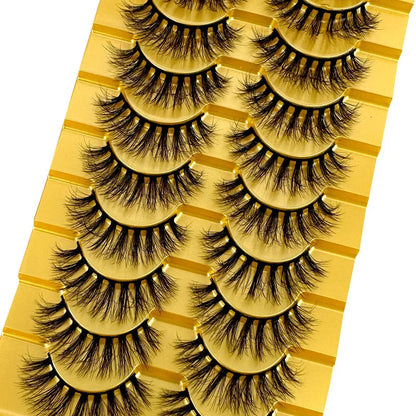 5/10 Pairs 3D Mink False Eyelashes – Wispy Handcrafted Full Strip Short Natural Lashes for Makeup