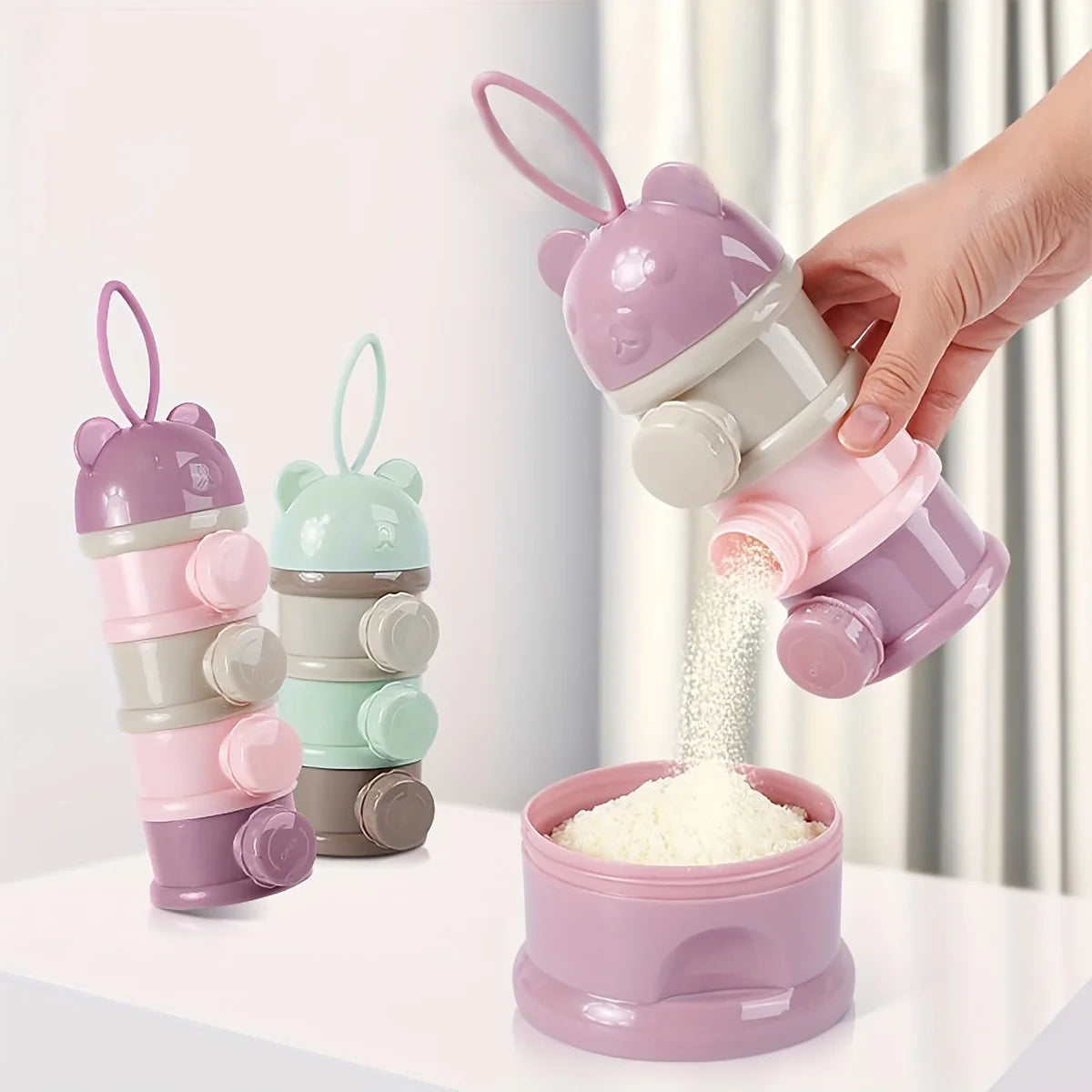 Large Capacity Baby Formula Container - Portable Stackable Milk Powder Dispenser with Strap & Snack Storage Box