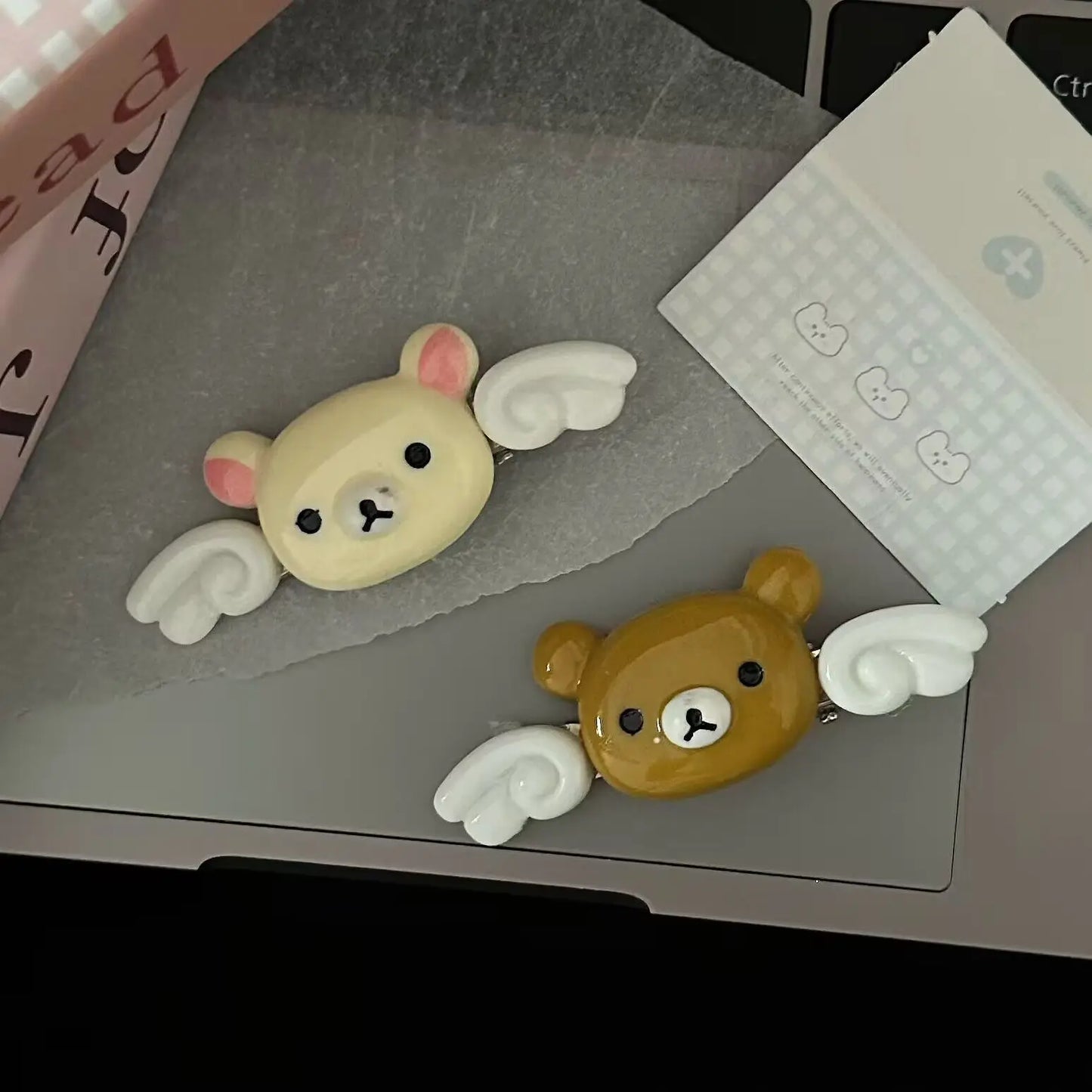 Kawaii Rilakkuma Hair Clip - Cute Cartoon Bangs Side Barrette Wave Point BB Clip Angel Wing Style Birthday Gift