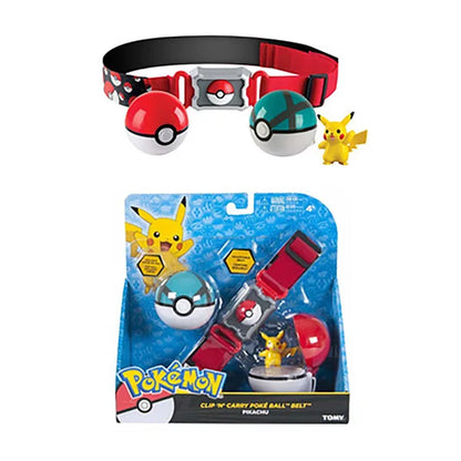 Pokémon Toy Belt Set — Poké Ball Battle Belt with Pikachu, Eevee, Charmander & Bulbasaur for Kids Gift