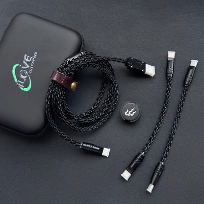 8K Gaming Keyboard USB-C Cable – Single-Crystal Copper Magnetic LED Cable for Esports Hubs and HMLAB Hubs