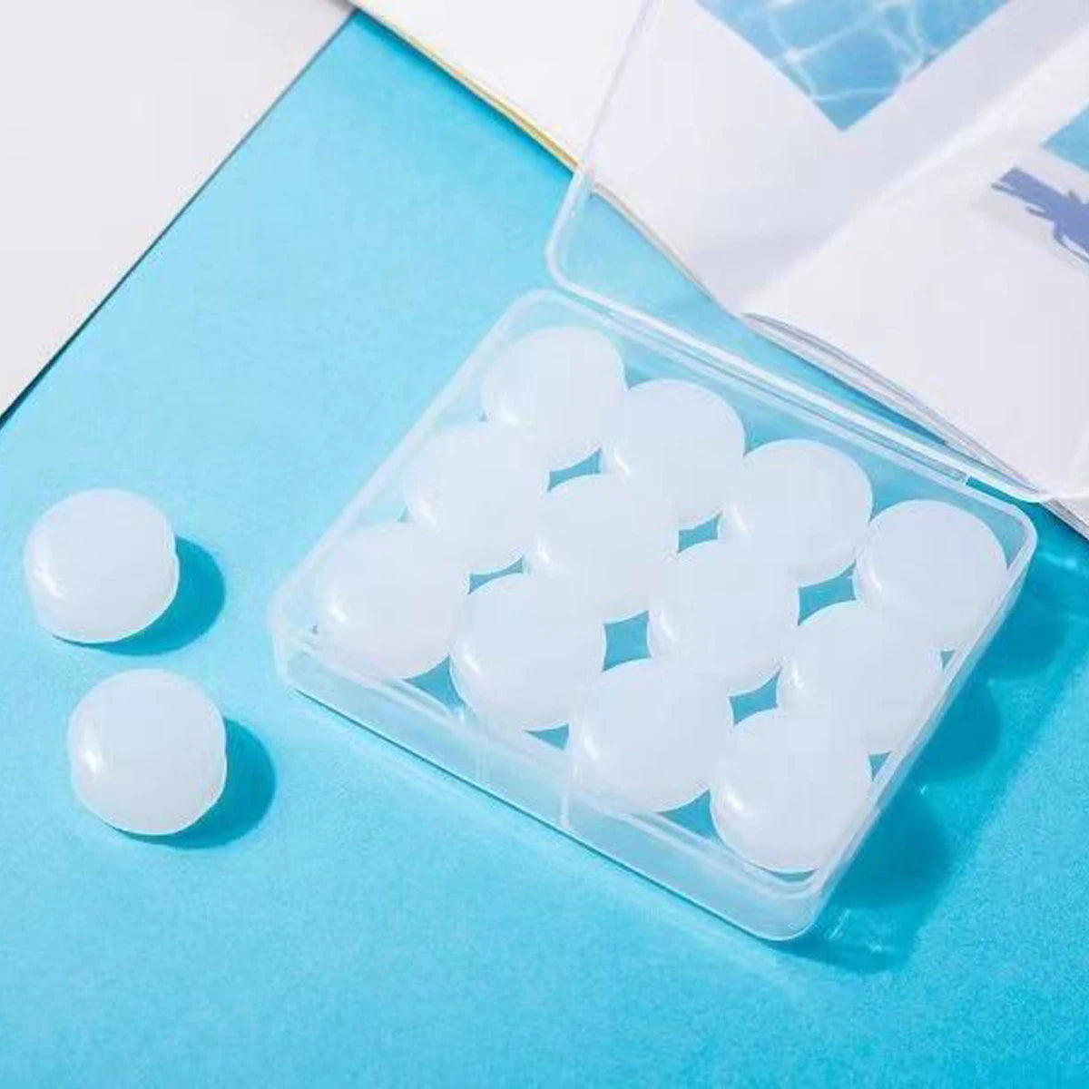 Silicone Swimming Earplugs – 12 Capsules/Box, Soft Waterproof Ear Protection