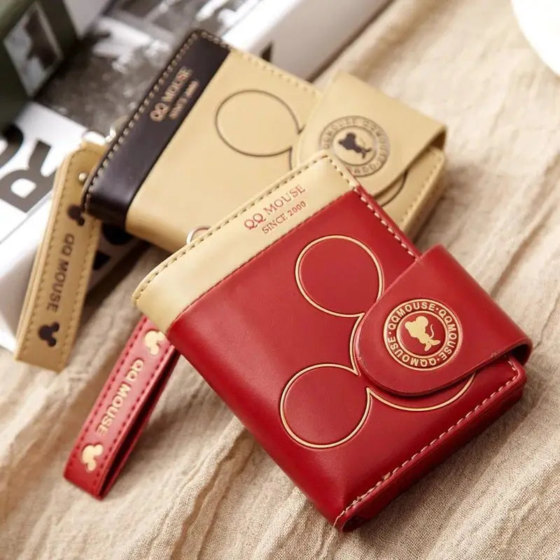 Explosion-Style Women’s Short Wallet — Korean PU Leather Cute Cartoon Zipper Purse, Multi-Card Folding Daily Pocket Wallet for Students