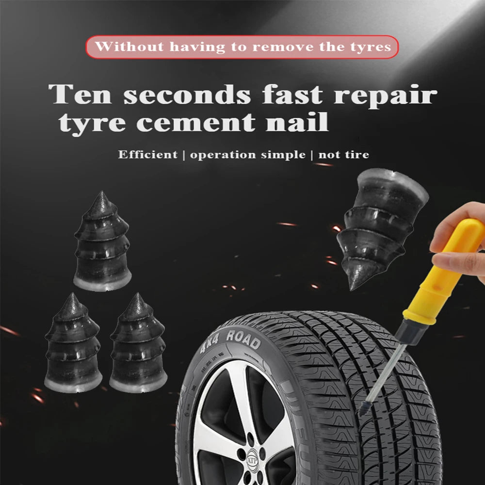 10/30PCS Car & Motorcycle Tyre Repair Nail Set – Universal Rubber Puncture Repair Tool for Truck, Scooter & Bike Tires