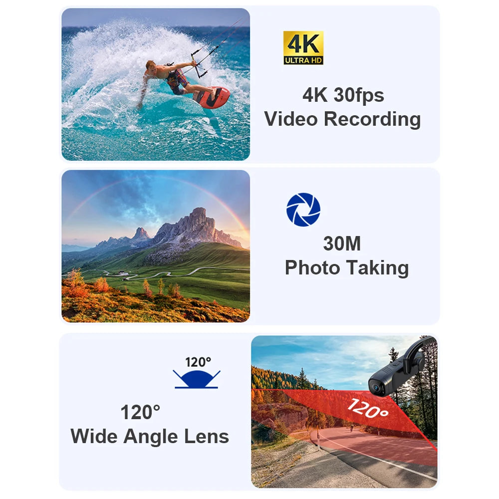 4K 30FPS Head-Mounted WiFi Camera – Wearable Camcorder with 120° Wide-Angle Lens & Anti-Shake