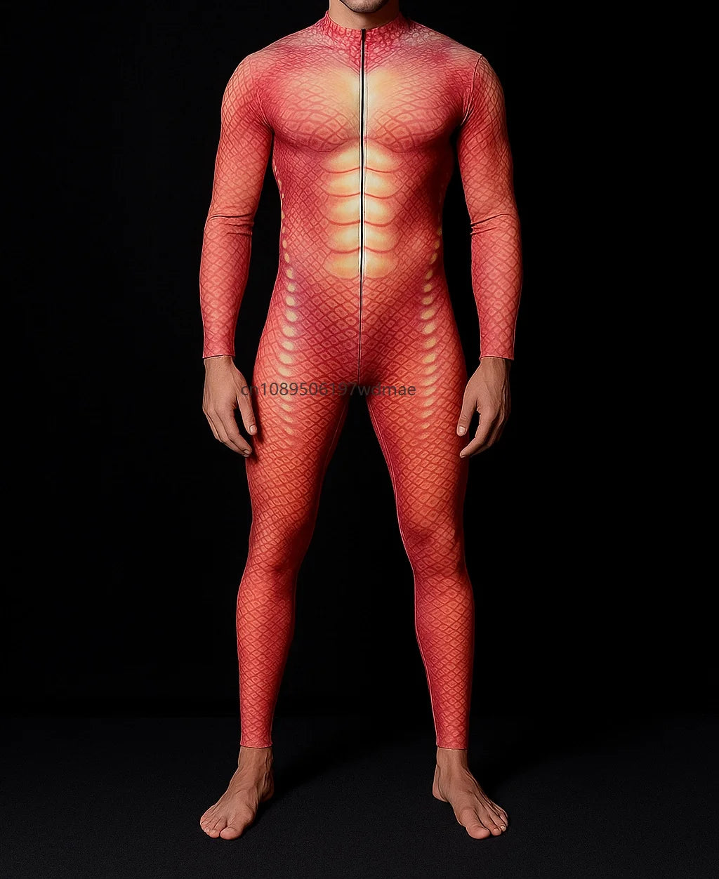 Men's Cyberpunk Muscle Bodysuit - Sci-Fi Printed Cosplay Zentai Costume for Carnival, Stage & Performance Events