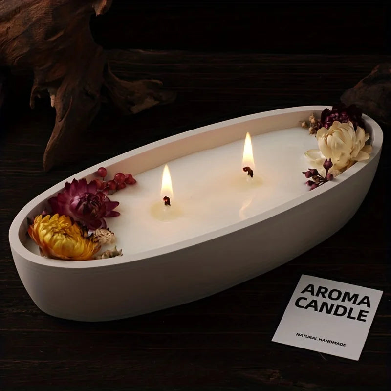 DIY Concrete Candle Boat Silicone Mold | Elliptical Gypsum Storage Tray | Candle Cup Mold