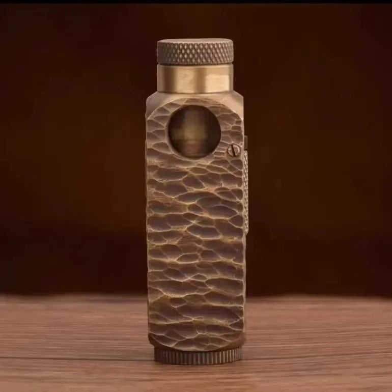 Handmade Brass Carved Trench Kerosene Lighter – Vintage Flamidor Gasoline Lighter, Heavy Men's Smoking Gift Collection