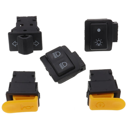 5Pcs Motorcycle Handlebar Switch Set – Headlight, Horn, Turn Signal & Starter Buttons for Scooter/Moped