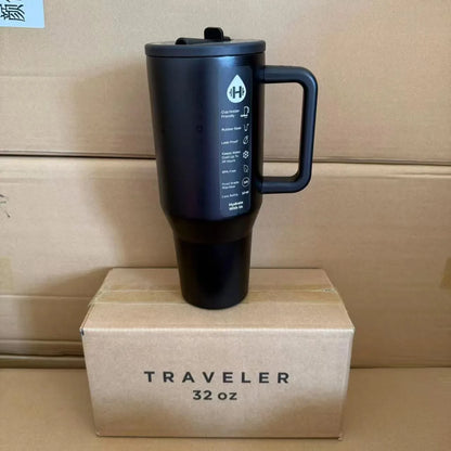 HydroJug 32oz/40oz Traveler Tumbler — Stainless Steel Vacuum Insulated Car Mug with Straw Lid & Double Wall Thermal Iced Design