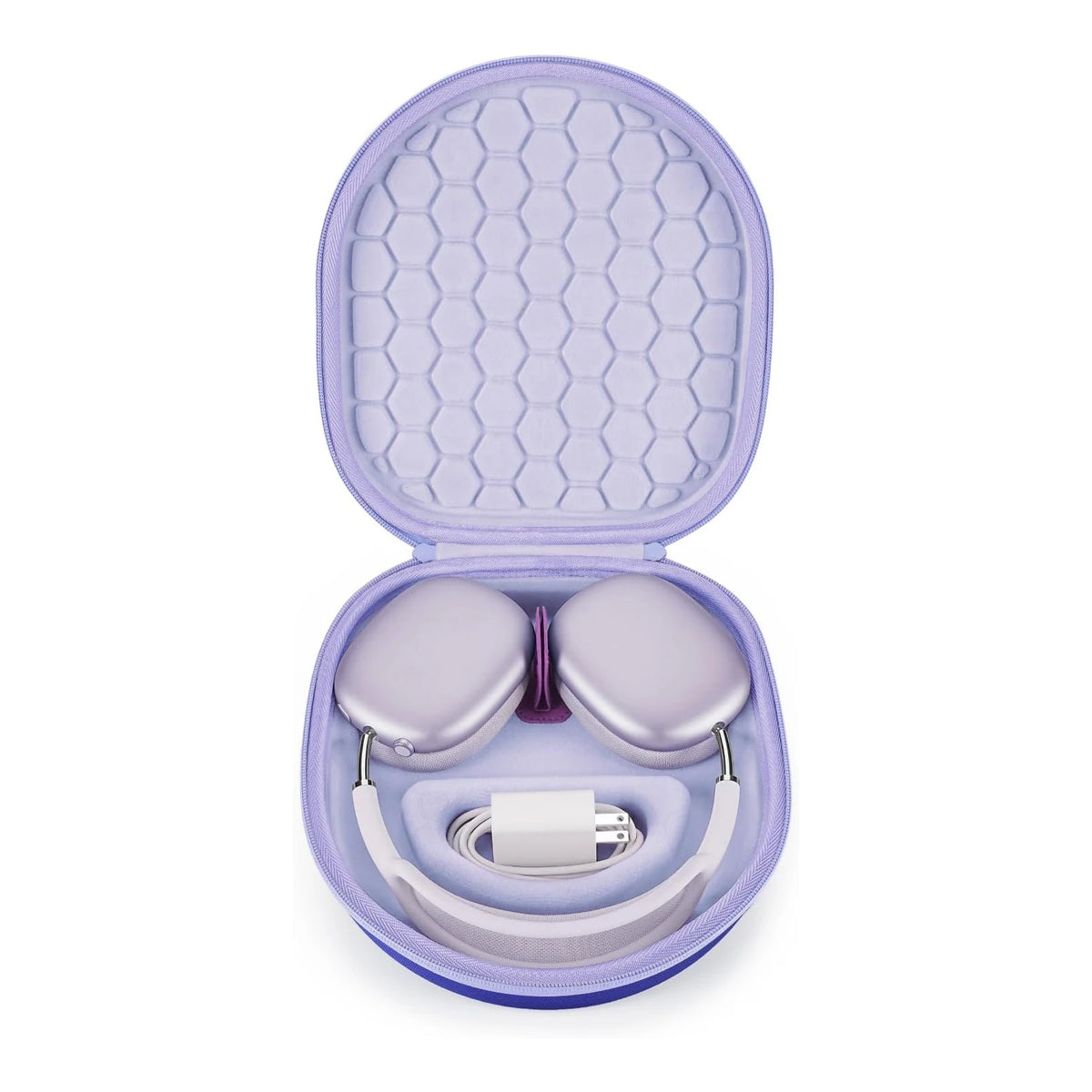 Yinke AirPods Max Travel Case - Shockproof EVA Storage Bag with Velvet Interior, Dual Zippers & Sleep Mode Support