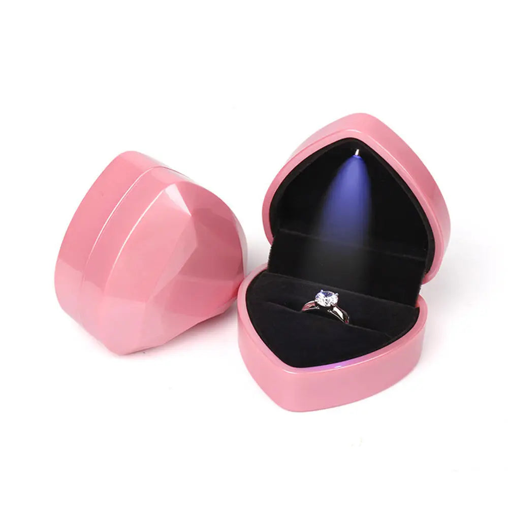 LED Jewelry Ring & Necklace Box — Luxury Velvet Display Case with Light for Engagement, Proposal & Wedding Gifts