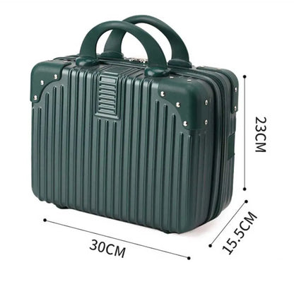 14-Inch Mini Travel Suitcase Cosmetic Box - Hand Luggage Organizer with Password Lock, Small Makeup Case for Boarding