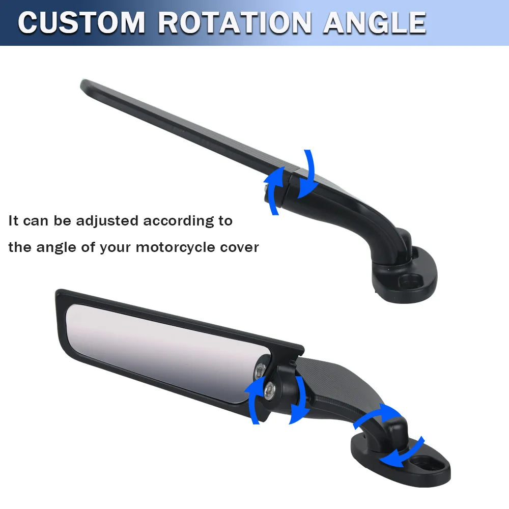 Modified Motorcycle Mirrors for Kawasaki Ninja - Adjustable Rotating Rearview Wind Swivel Wing Side Mirror, Fits 250/300/400/650 H2 H4