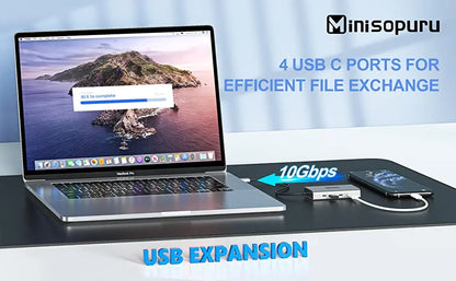 Minisopuru USB C Hub 10Gbps – USB 3.2 Type-C to USB Adapter with 100W PD for MacBook Pro, iMac & PC Accessories