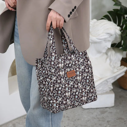 Fashionable Thickened Cotton Handbag — Large Capacity Tote, Mommy Bag, Lunch Box Storage Pouch, Commuter Handheld Bag
