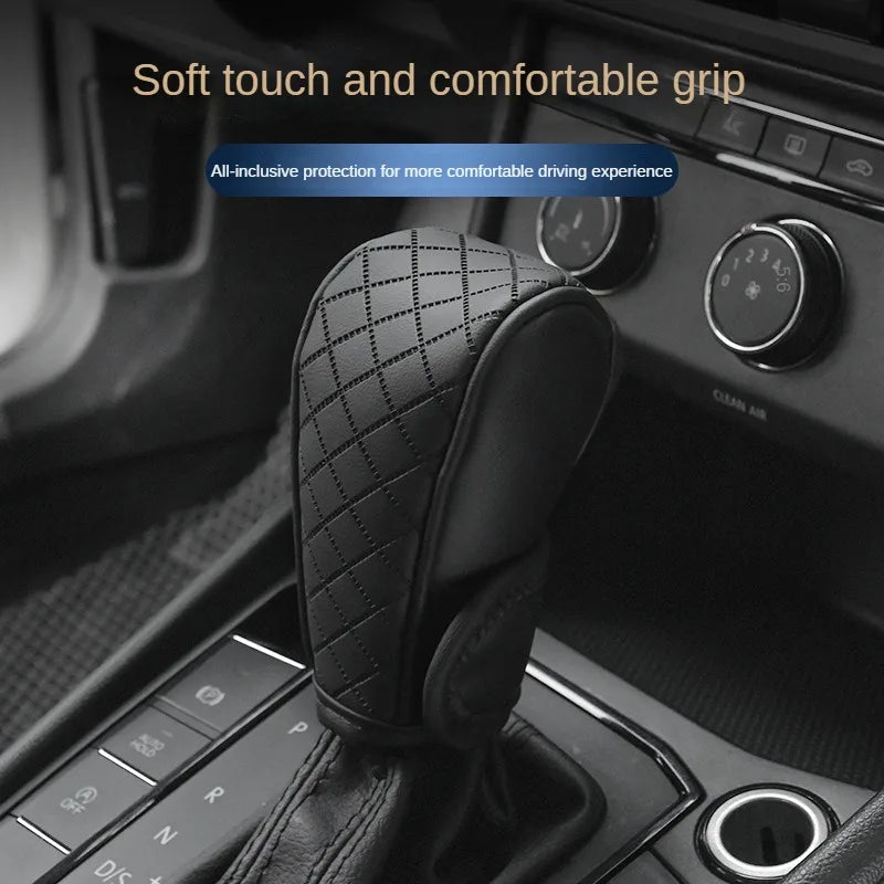 High-Quality Universal PU Leather Gear Shift Cover — Non-Slip, Wear-Resistant for Automatic Cars
