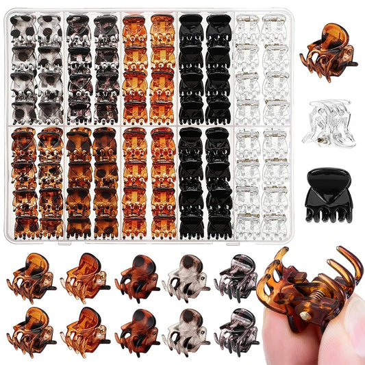 Mini Hair Claw Clips Set - 10-60PCS Plastic Hair Clips for Women & Girls in Black, Brown and Transparent Styles