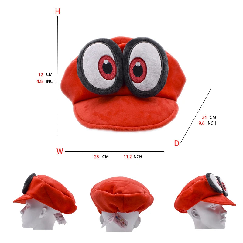 Mario & Luigi Bros Plush Mushroom Hat – Red, Green, Blue Cosplay Cap for Unisex