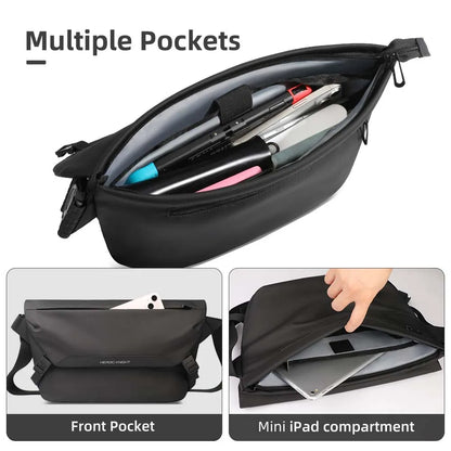 Water-Repellent Men’s Messenger Bag – Casual Crossbody Shoulder Bag Fits 11” iPad for Outdoor Cycling & Daily Use