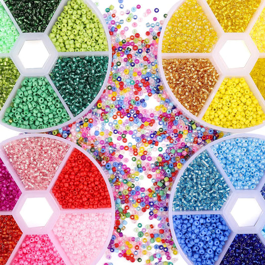 3900Pcs Glass Rice Beads Set - 6 Grid Box DIY Bracelet Necklace Jewelry Making Accessories