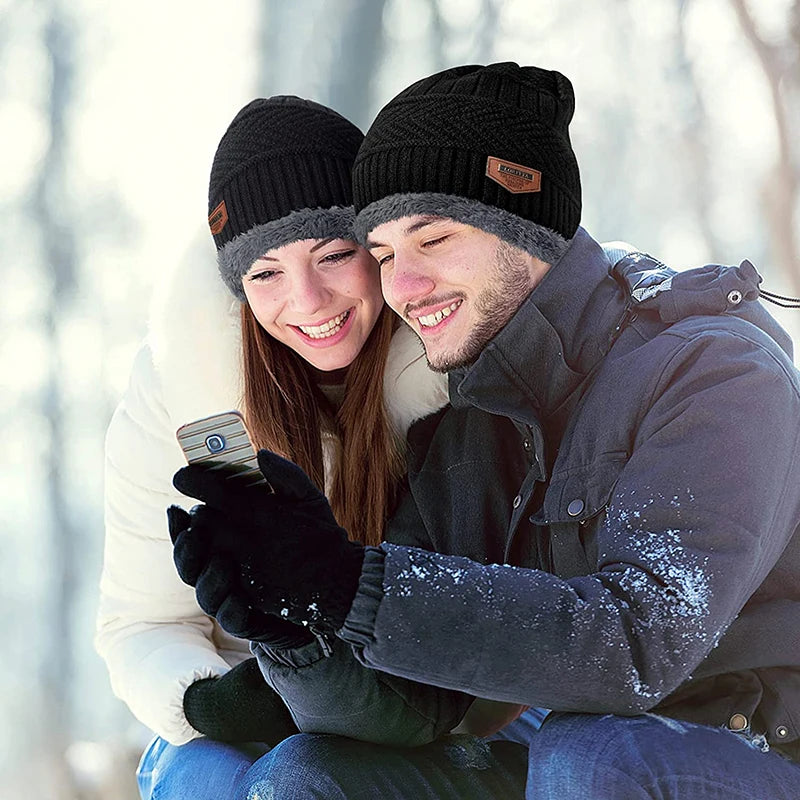 2022 Winter Beanie Hat Set for Men & Women - Thick Wool Knitted Cap with Neck Scarf & Balaclava Mask, Bonnet Style