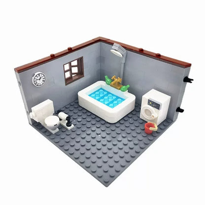 City House Building Blocks Set - DIY MOC Bricks with Bedroom & Living Room Furniture for Kids' Creative Play