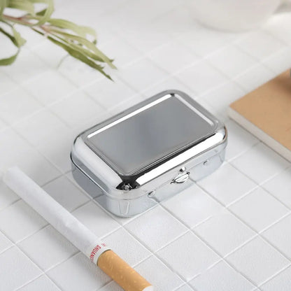 Mini Portable Metal Cigarette Ashtray with Lockable Lid - Fashion Desktop Ash Case - Pocket Ashtray Gift for Men
