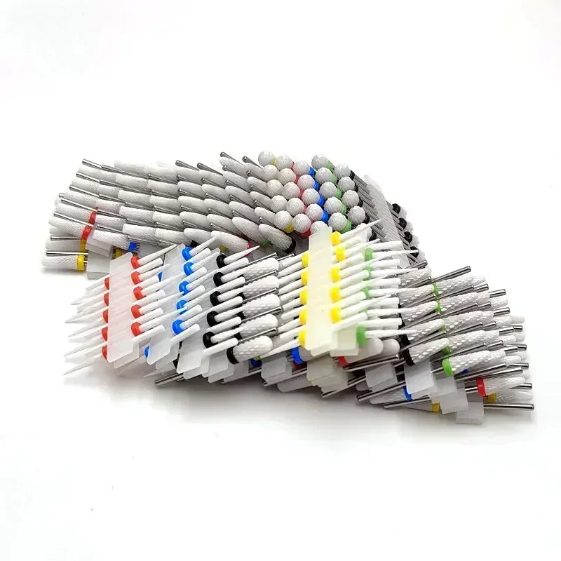 10PCS Ceramic Nail Drill Bits - Rotary Milling Cutters for Gel Polish Removal & Nail Grinding Machine Accessories