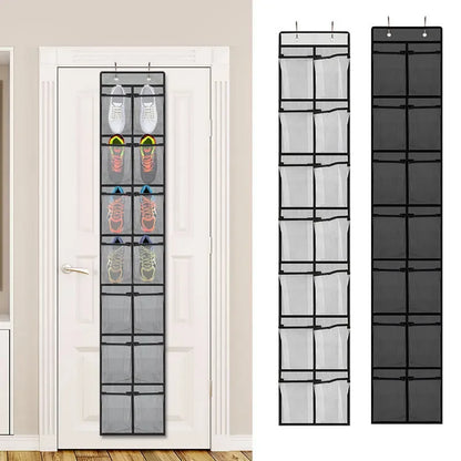 Hanging Shoe Rack Organizer – Over-the-Door 12/14 Pocket Breathable Mesh Storage for Slippers and Shoes