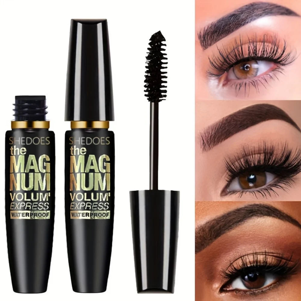 5D Black Waterproof Mascara - Lengthening Silk Fiber Eyelash Extension Makeup Tool for Women & Gifts