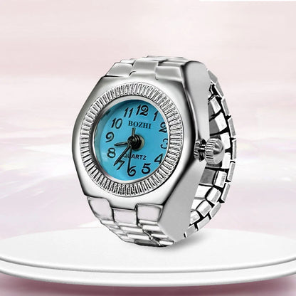 Kiss Jewelry Digital Quartz Finger Watch Ring – Mini Elastic Punk Style Clock Ring for Women, Men & Couple Teens Accessory