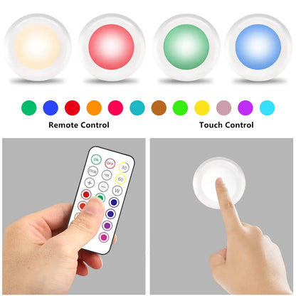 Wireless RGB Color Changing LED Under Cabinet Lights with Remote Control - Ideal Night Light for Kitchen, Bedroom, Closet, and Counters