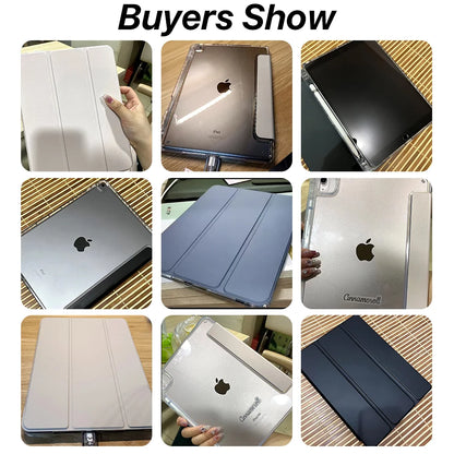 Transparent iPad Case - Protective Cover with Pencil Holder for iPad 7th–9th Gen, 10.2-Inch, Air 4/5, 10.9-Inch & Pro 12.9-Inch