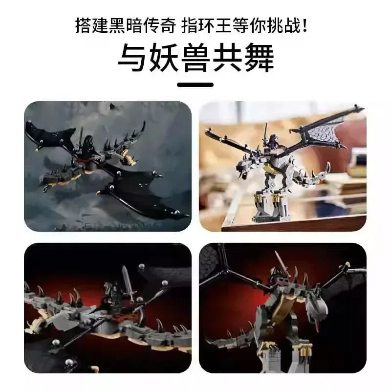 MOC-40693 Lord of the Rings Black Dragon My Fell Beast Building Block Set – DIY Model Brick Educational Desktop Toy & Christmas Gift
