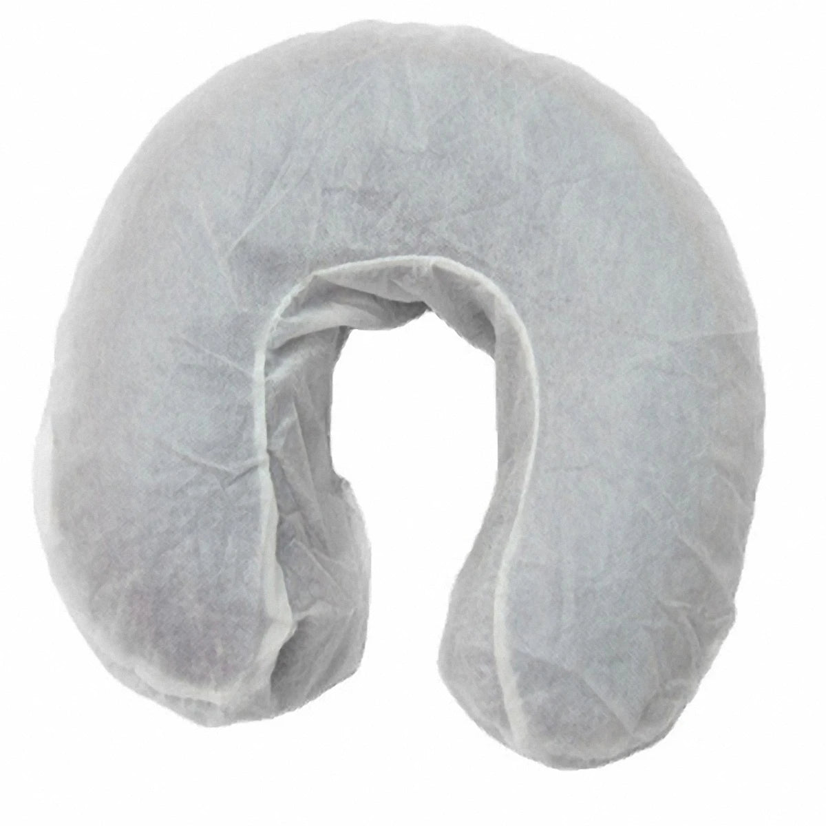 50pcs Disposable Massage Face Cradle Headrest Covers – White U-Shaped Elastic Non-Woven Pillowcases